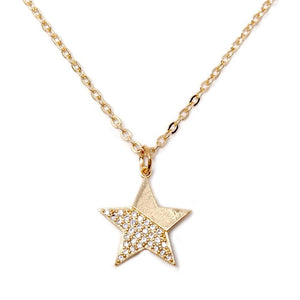 CZ Star Necklace Gold Plated - Mimmic Fashion Jewelry