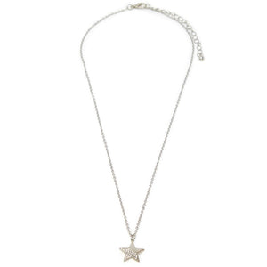 CZ Star Necklace Rhodium Plated - Mimmic Fashion Jewelry