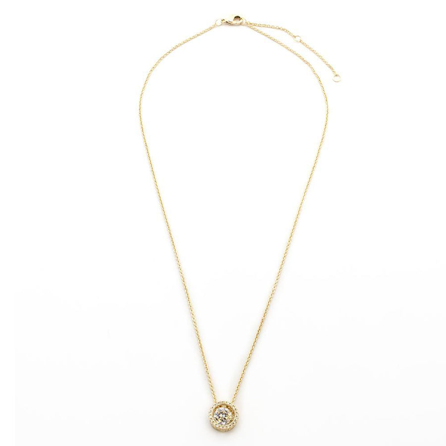 CZ Swing Pendant Necklace Gold Plated - Mimmic Fashion Jewelry