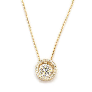 CZ Swing Pendant Necklace Gold Plated - Mimmic Fashion Jewelry