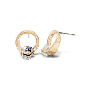 CZ Twisted Stud Earrings Gold Plated - Mimmic Fashion Jewelry