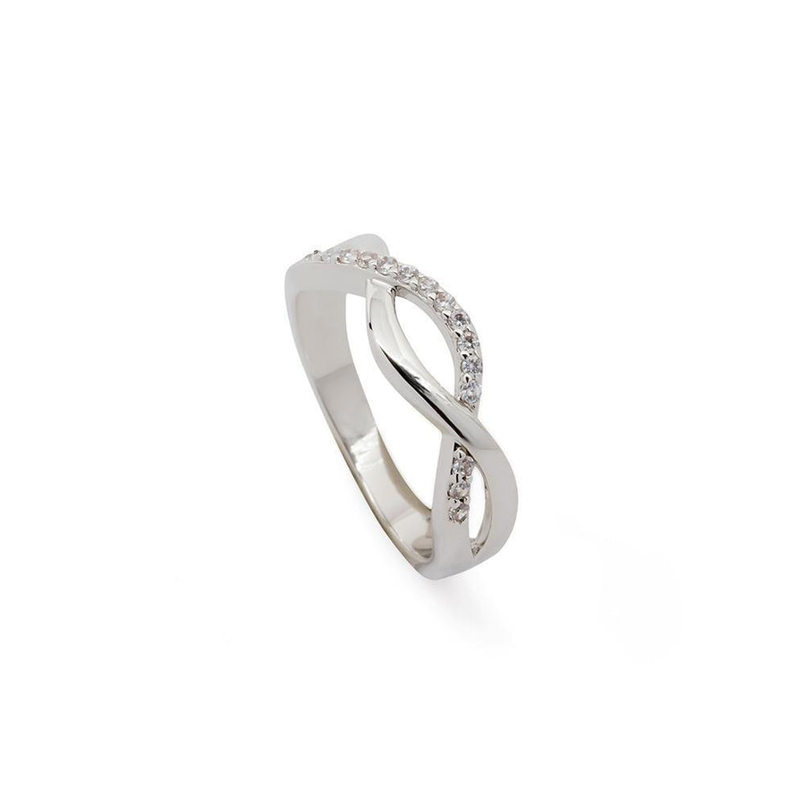 CZ Wave Ring Rhodium Pl - Mimmic Fashion Jewelry