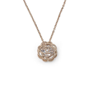 CZ in Rose Pendant Neck Rose Gold Plated - Mimmic Fashion Jewelry