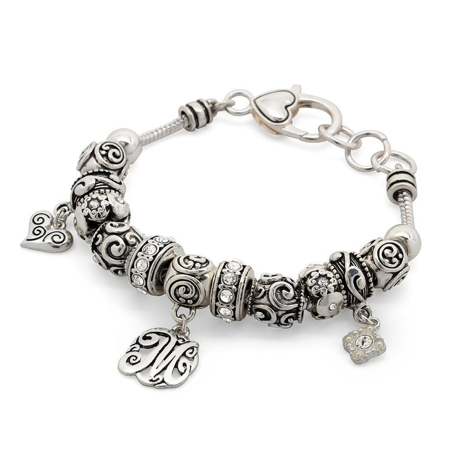 Charm Bracelet Initial M - Mimmic Fashion Jewelry