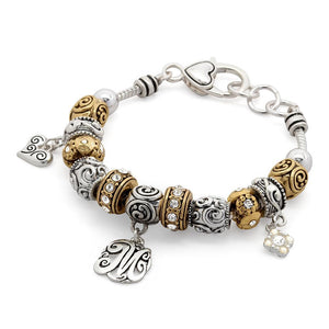 Charm Bracelet Initial M - Mimmic Fashion Jewelry