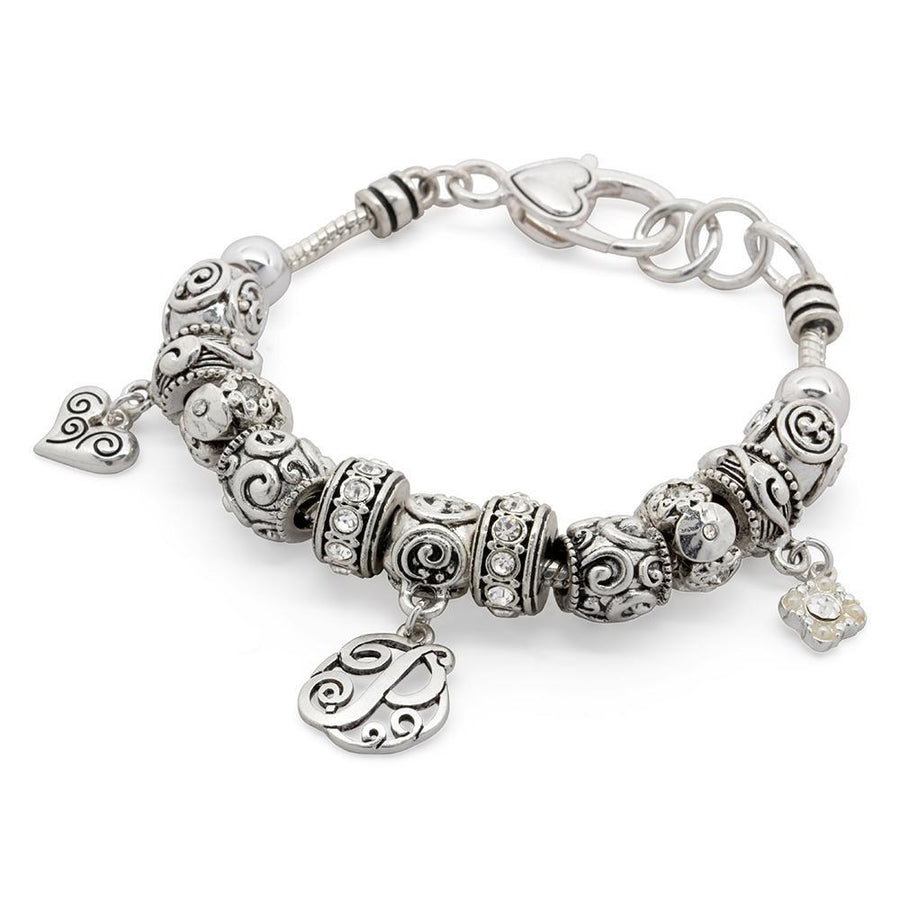 Charm Bracelet Initial P - Mimmic Fashion Jewelry