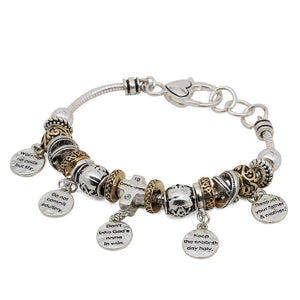 Charm Bracelet Inspirational 10 Commandment SilverTone - Mimmic Fashion Jewelry