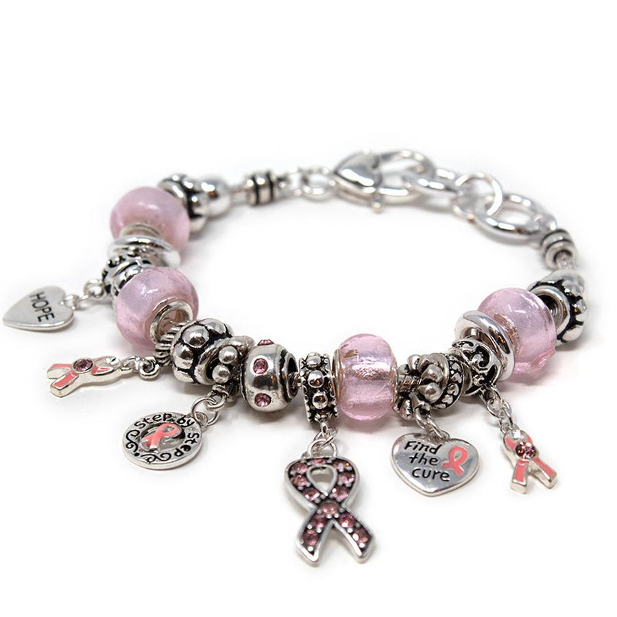 Charm Bracelet Pink Ribbon - Mimmic Fashion Jewelry