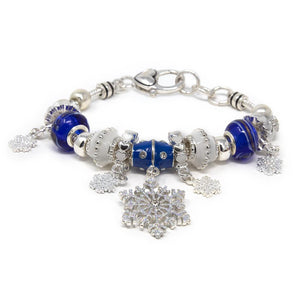 Charm Bracelet Silver Tone Christmas Snow - Mimmic Fashion Jewelry