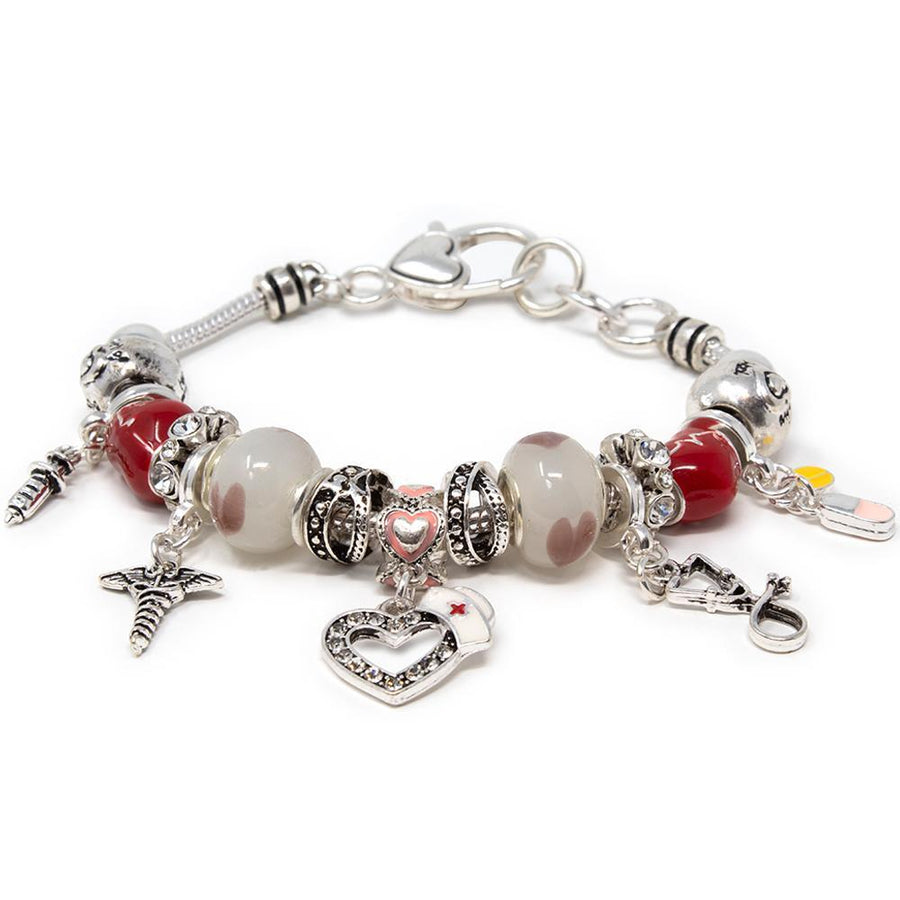 Charm Bracelet Silver Tone Nurse - Mimmic Fashion Jewelry