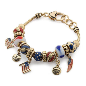 Charm Bracelet USA New Goldtone - Mimmic Fashion Jewelry