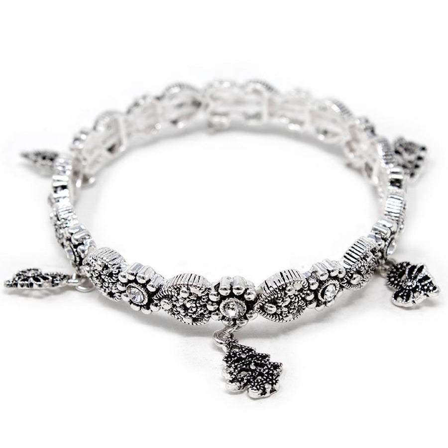 Christmas Charms Stretch Bracelet Silver Tone - Mimmic Fashion Jewelry