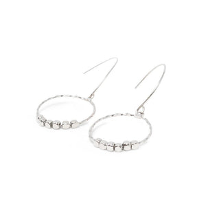 Circle Drop Earrings Rhodium Pl - Mimmic Fashion Jewelry