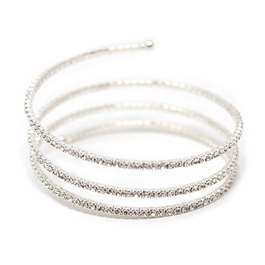 Clear CZ 3 Row Curly Wire Bracelet - Mimmic Fashion Jewelry