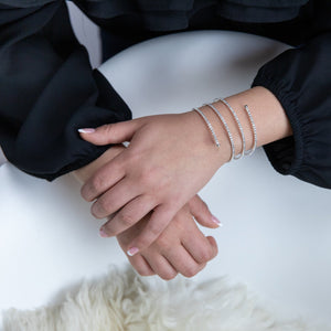 Clear CZ 3 Row Curly Wire Bracelet - Mimmic Fashion Jewelry
