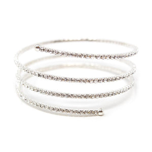 Clear CZ 3 Row Curly Wire Bracelet - Mimmic Fashion Jewelry