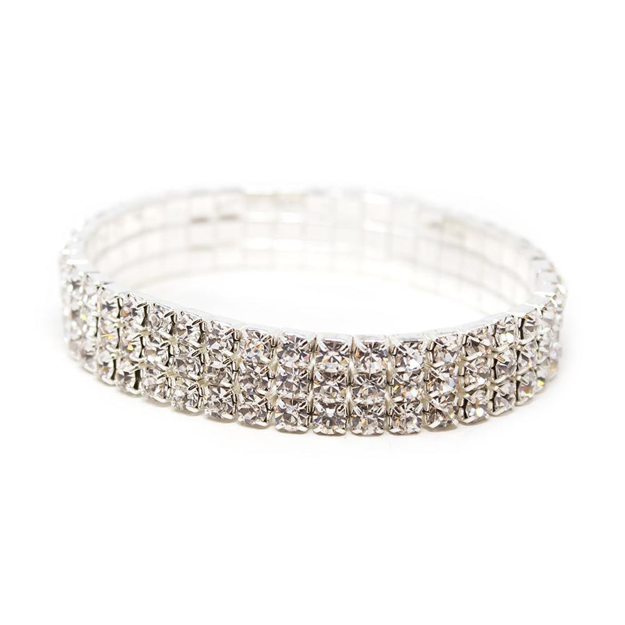 Clear CZ 3 Row Stretch Bracelet 4MM - Mimmic Fashion Jewelry