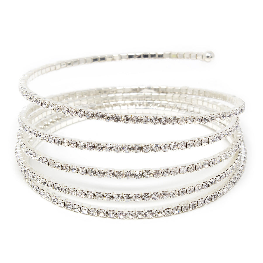 Clear CZ 5 Row Curly Wire Bracelet - Mimmic Fashion Jewelry
