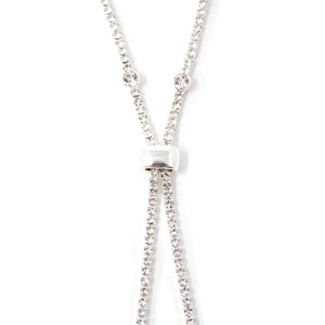 Clear Crystal Backdrop Lariat Necklace - Mimmic Fashion Jewelry