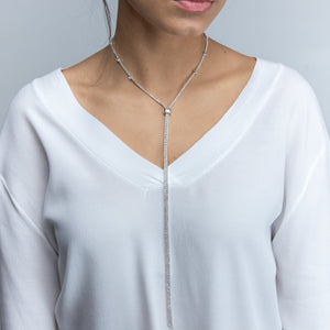 Clear Crystal Backdrop Lariat Necklace - Mimmic Fashion Jewelry