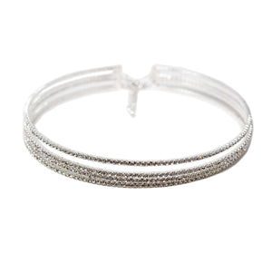 Clear Crystal Four Row Wire Choker - Mimmic Fashion Jewelry