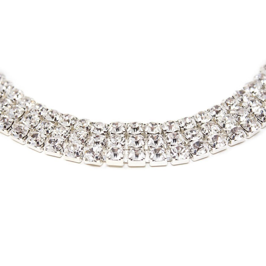 Clear CZ Three Row Choker - Mimmic Fashion Jewelry