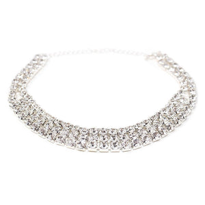 Clear CZ Three Row Choker - Mimmic Fashion Jewelry