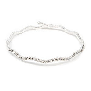 Clear Cubic Zirconia Wave Wire Bracelet - Mimmic Fashion Jewelry