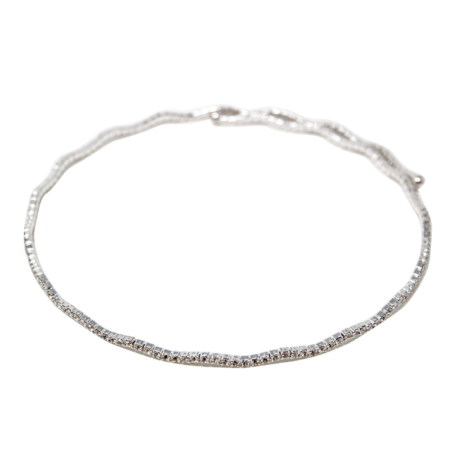 Clear Cubic Zirconia Wave Wire Choker - Mimmic Fashion Jewelry