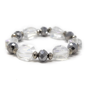 Clear Faceted Gy Bead Stretch Bracelet - Mimmic Fashion Jewelry