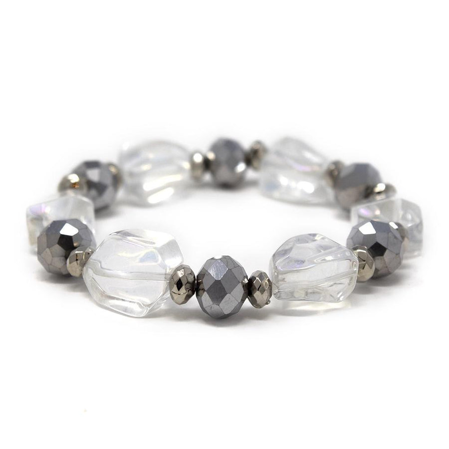Clear Faceted Gy Bead Stretch Bracelet - Mimmic Fashion Jewelry