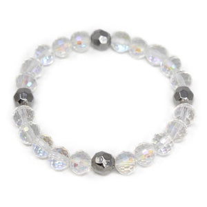 Clear Glass Bead Stretch Bracelet - Mimmic Fashion Jewelry