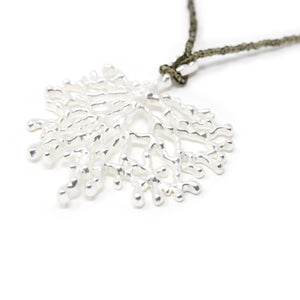 Coral Shaped Long Necklace Silver Tone - Mimmic Fashion Jewelry
