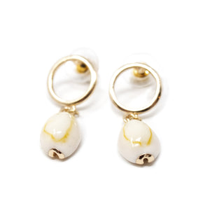 Cowrie Shell Post Earrings Gold Tone - Mimmic Fashion Jewelry