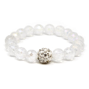 Cream Glass Bead Stretch Bracelets with Tassel - Mimmic Fashion Jewelry