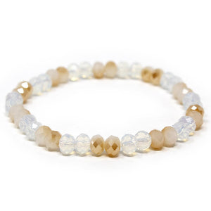 Cream Glass Bead Stretch Bracelets with Tassel - Mimmic Fashion Jewelry