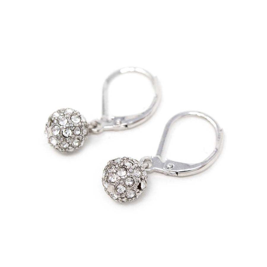 Crystal Ball Drop Earrings RhodiumPl - Mimmic Fashion Jewelry