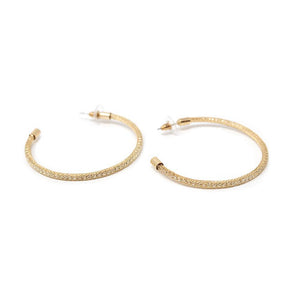 Crystal Mesh Half Hoop Earrings Gold Tone - Mimmic Fashion Jewelry