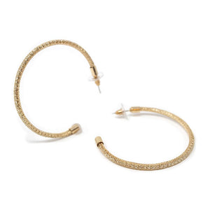 Crystal Mesh Half Hoop Earrings Gold Tone - Mimmic Fashion Jewelry