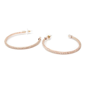 Crystal Mesh Half Hoop Earrings Rose Gold Tone - Mimmic Fashion Jewelry