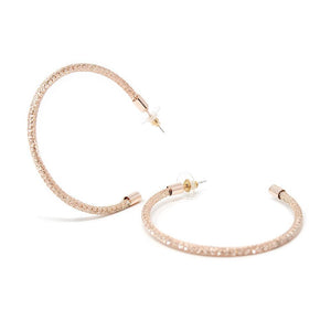 Crystal Mesh Half Hoop Earrings Rose Gold Tone - Mimmic Fashion Jewelry
