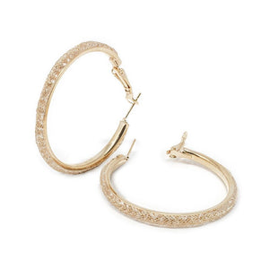 Crystal Mesh Hoop Earrings Gold Tone - Mimmic Fashion Jewelry
