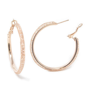 Crystal Mesh Hoop Earrings Rose Gold Tone - Mimmic Fashion Jewelry