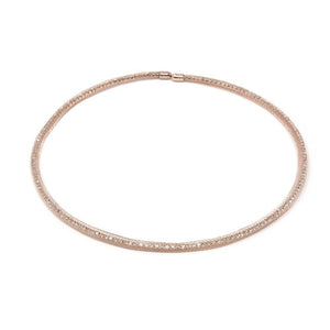 Crystal Mesh Station Choker RoseG Tone - Mimmic Fashion Jewelry