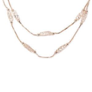 Crystal Mesh Stations Necklace Rose Gold Tone - Mimmic Fashion Jewelry