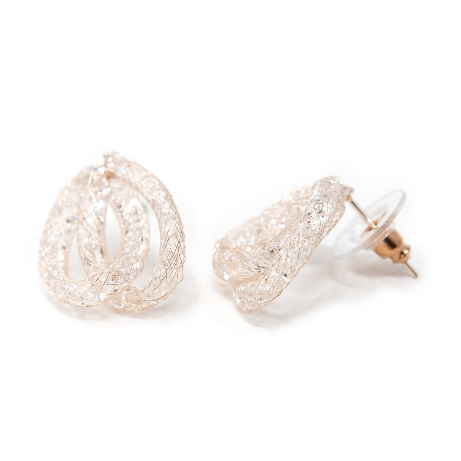 Crystal Mesh Stud Rose Gold Tone Earrings - Mimmic Fashion Jewelry