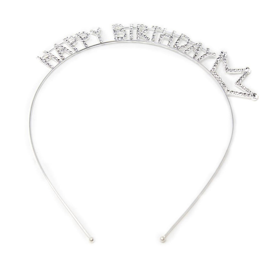 Crystal Pave Crown Birthday Headband Silver Tone - Mimmic Fashion Jewelry