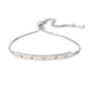 Crystal Slide Bracelet Silver Tone - Mimmic Fashion Jewelry