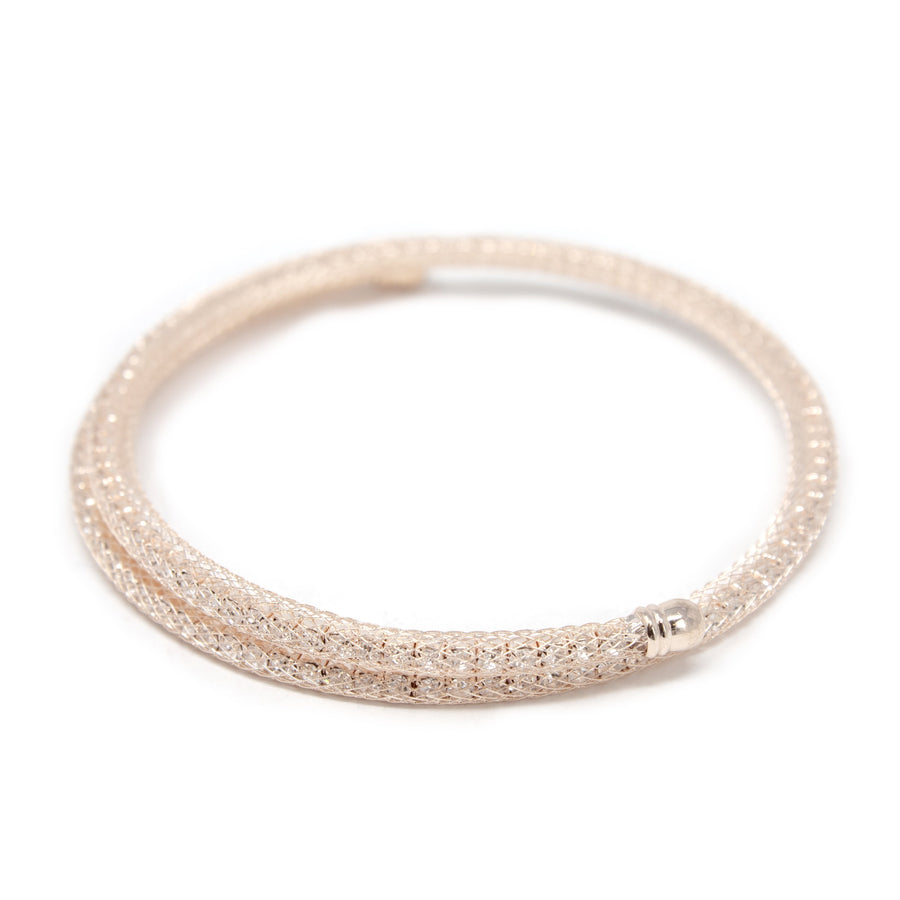 Crystals Mesh Curly Bangle Rose Gold Tone - Mimmic Fashion Jewelry