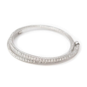 Crystals Mesh Curly Bangle Silver Tone - Mimmic Fashion Jewelry